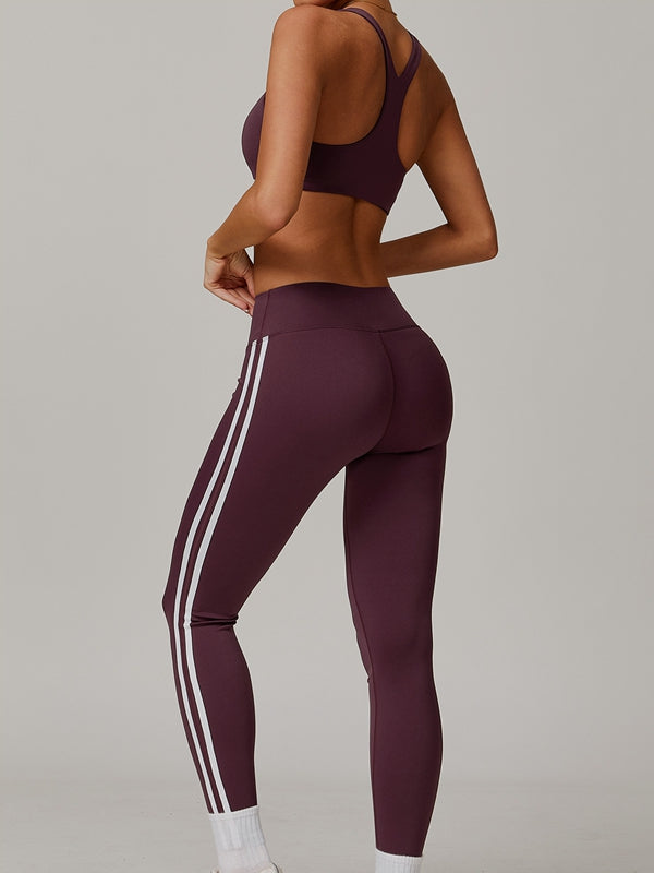 ZASUWA Female Contrast Color Stripes High-rise Leggings