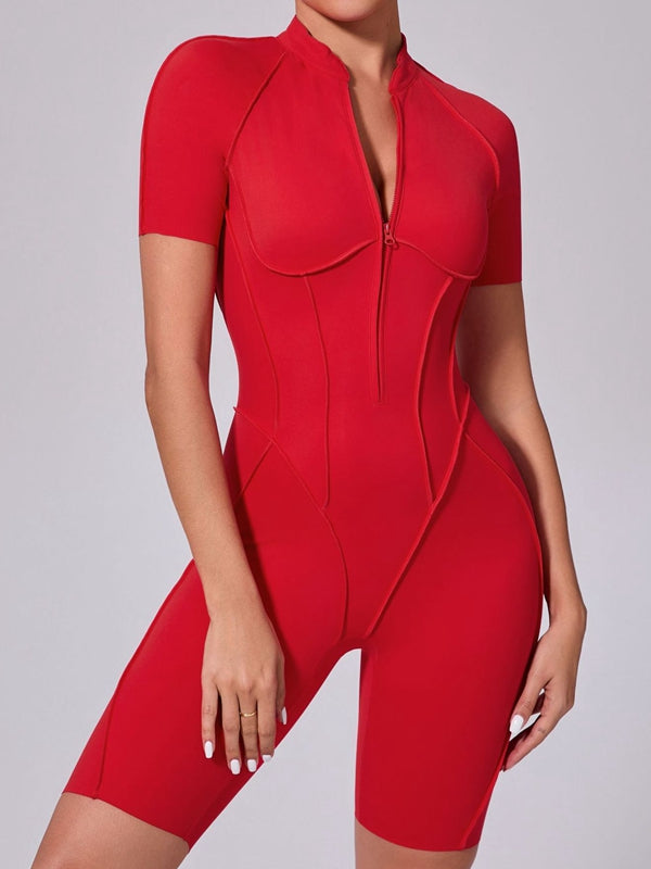 ZASUWA Female Sexy Backless Zipper Scrunch Bum Romper