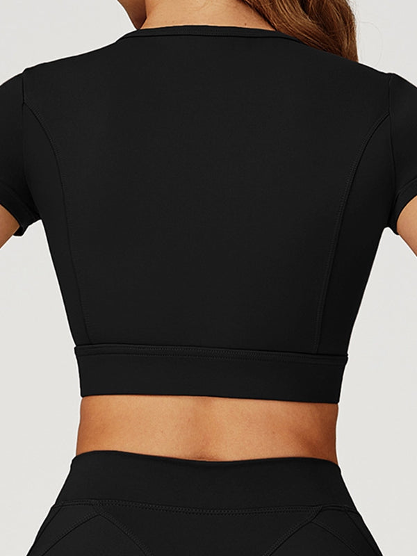 ZASUWA Female Round Collar Cropped Short Sleeves