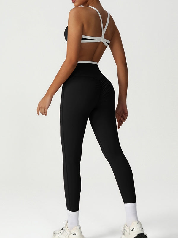 ZASUWA Female Sexy Contrast Color Stripe V-shape Waist Leggings