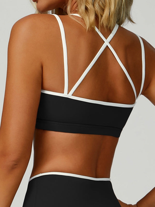 ZASUWA Female Contrast Color Stripe Hollow Out Tank