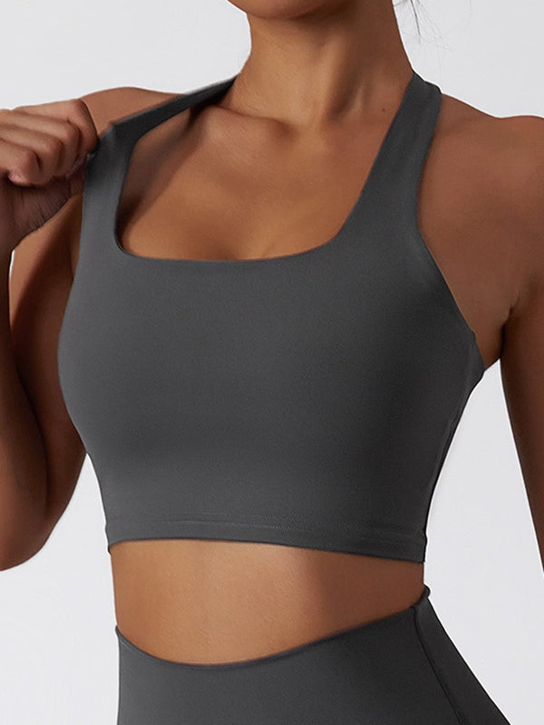 ZASUWA Female Solid Color V Collar Sports Bras