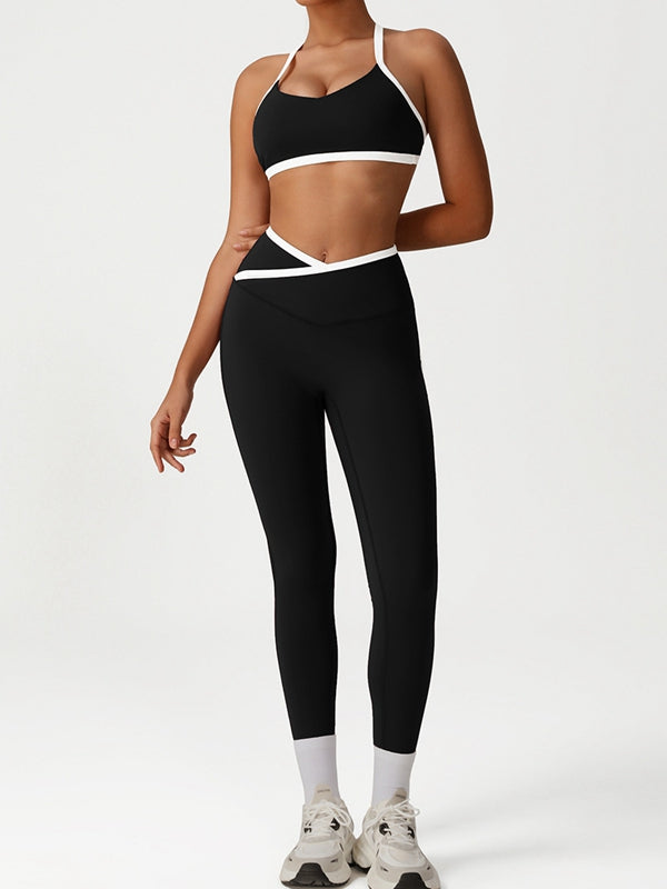 ZASUWA Female Sexy Contrast Color Stripe V-shape Waist Leggings