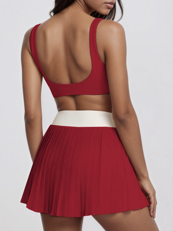 ZASUWA Female Contrast Color Twist 2 in 1  V Shape Waist Skirt