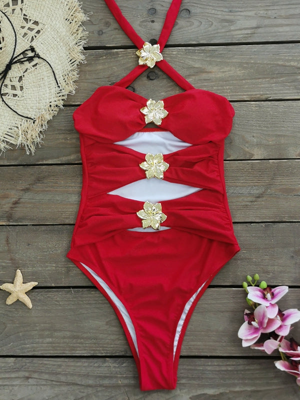 ZASUWA Female Unique Flower Hollow Out 2-Pieces Swimwear