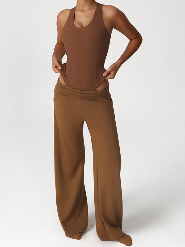ZASUWA Female V Collar Cross Back Bodysuit