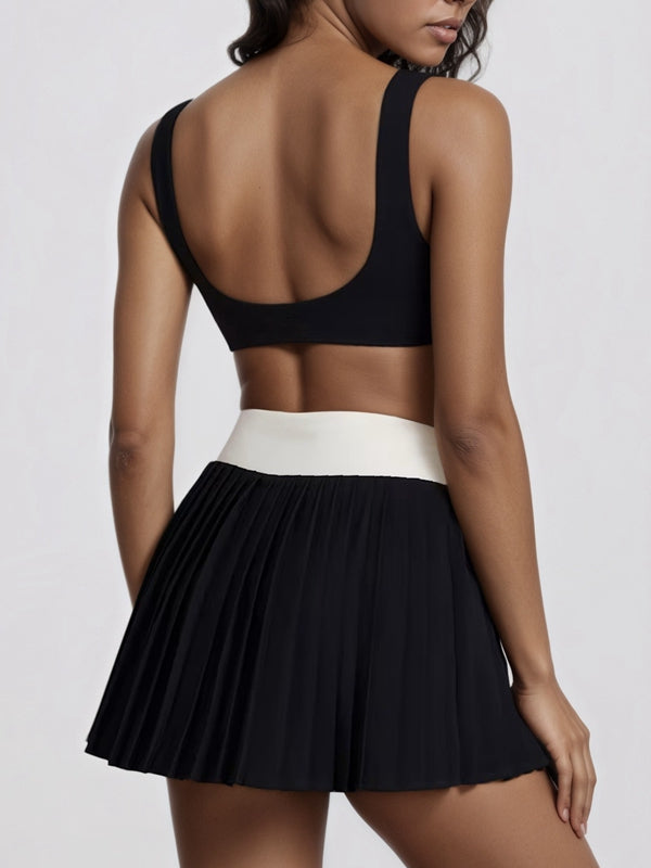ZASUWA Female Contrast Color Twist 2 in 1  V Shape Waist Skirt