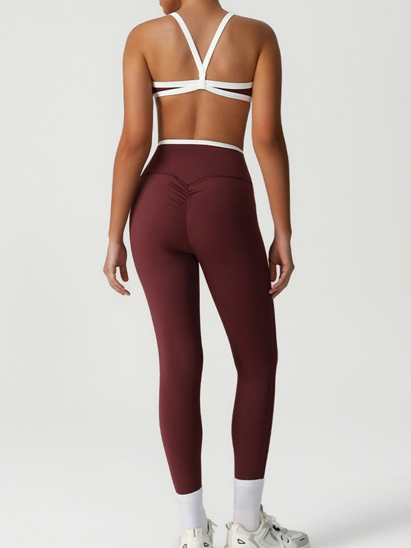ZASUWA Female Sexy Contrast Color Stripe V-shape Waist Leggings