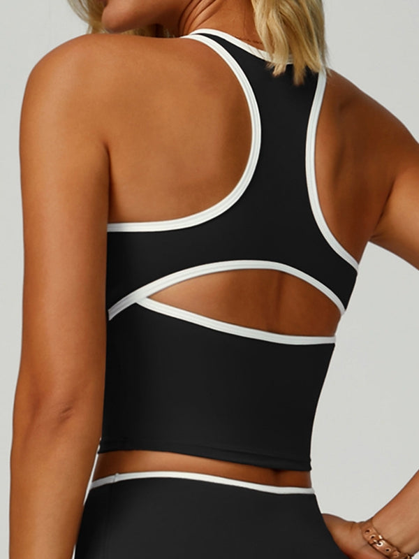ZASUWA Female Contrast Color Cross Back Sports Bras