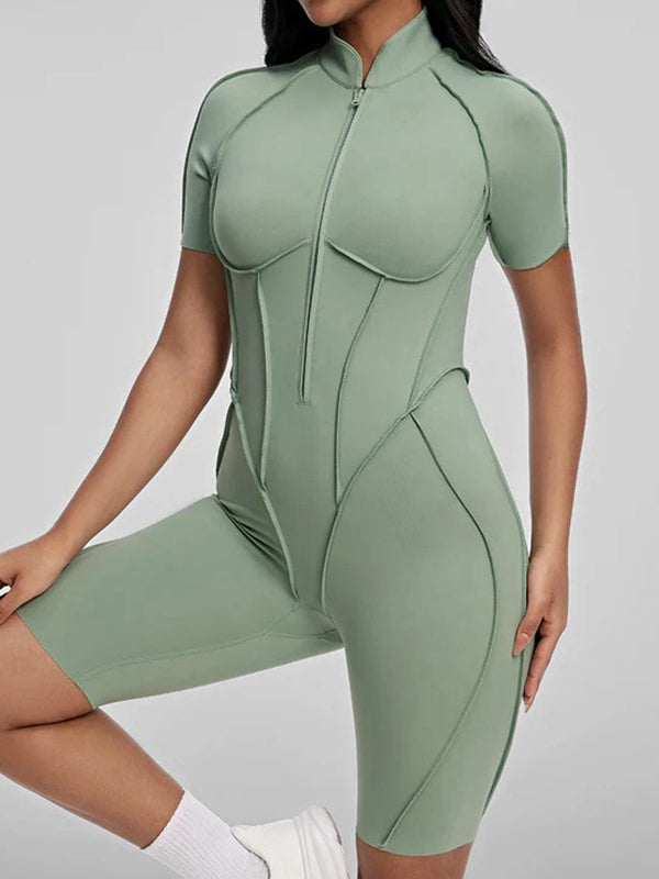 ZASUWA Female Sexy Backless Zipper Scrunch Bum Romper