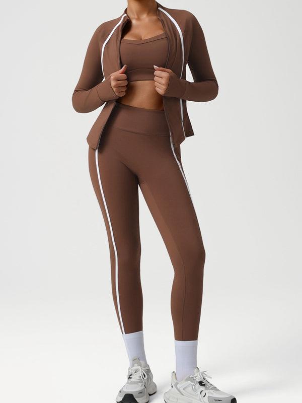 ZASUWA Female Contrast Color Stripes Zipper Tracksuit