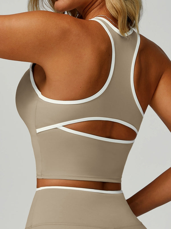 ZASUWA Female Contrast Color Cross Back Sports Bras