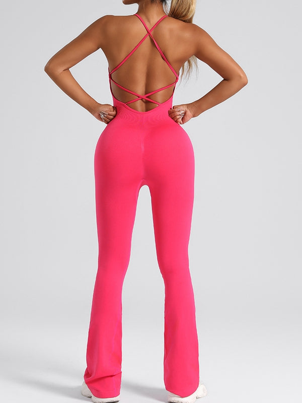 ZASUWA Female Cross Back Flare Jumpsuit