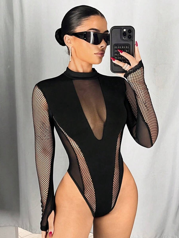 ZASUWA Female Sexy Mesh Fishnet Bodysuit