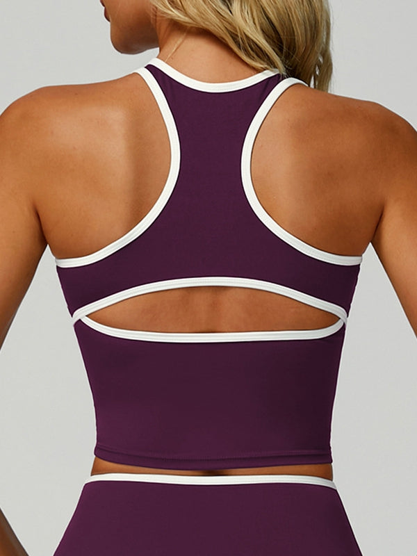 ZASUWA Female Contrast Color Cross Back Sports Bras