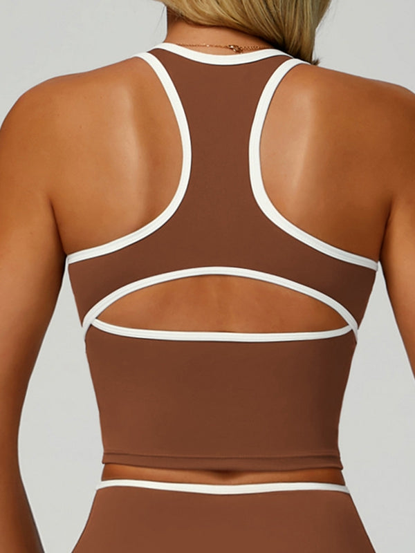ZASUWA Female Contrast Color Cross Back Sports Bras