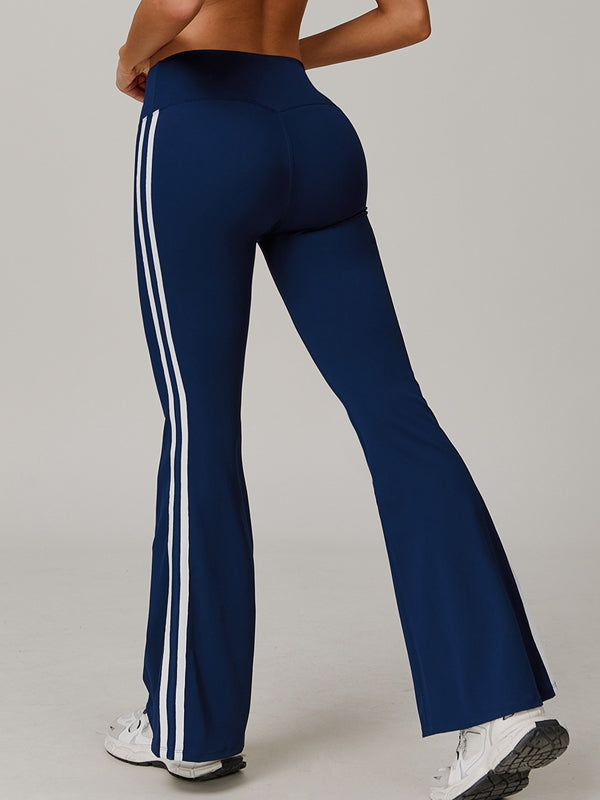 ZASUWA Female Contrast Color Stripes High-rise Flare Leggings