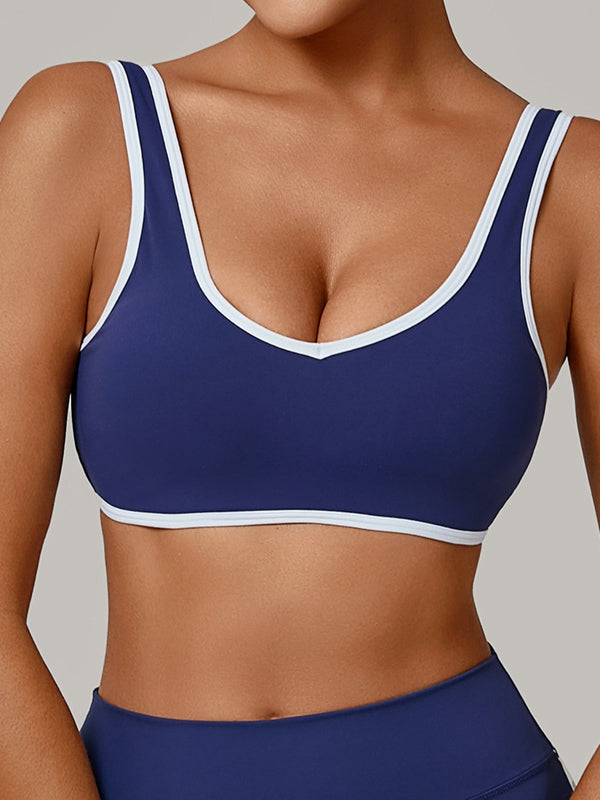 ZASUWA Female Contrast Color Stripe Backless Sports Bras