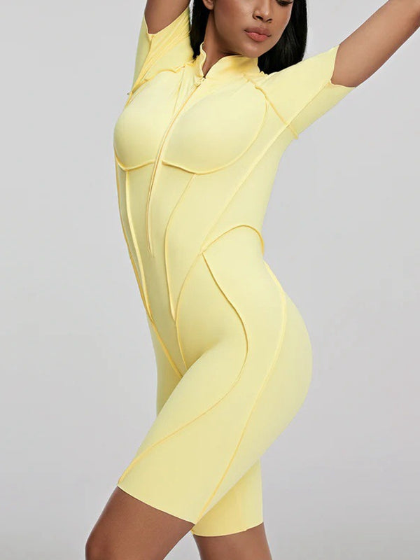 ZASUWA Female Sexy Backless Zipper Scrunch Bum Romper