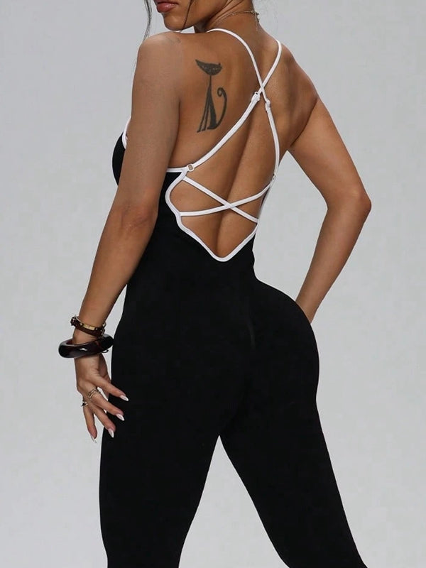 ZASUWA Female Contrast Color Cross Back Romper