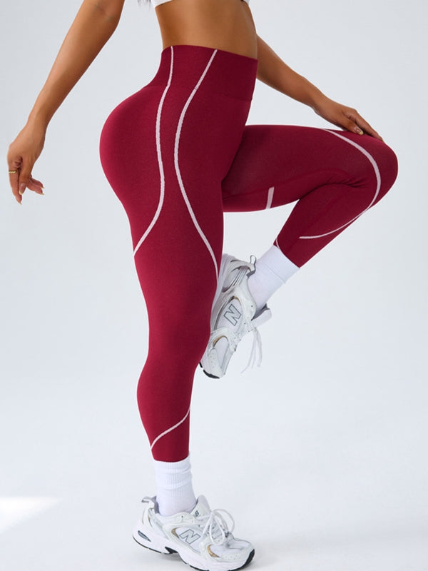 ZASUWA FemaleContrast Color Stripes Scrunch Bum Leggings