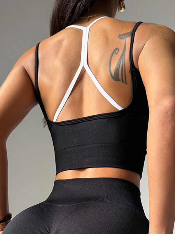 ZASUWA Female Contrast Color Cross Back Tank