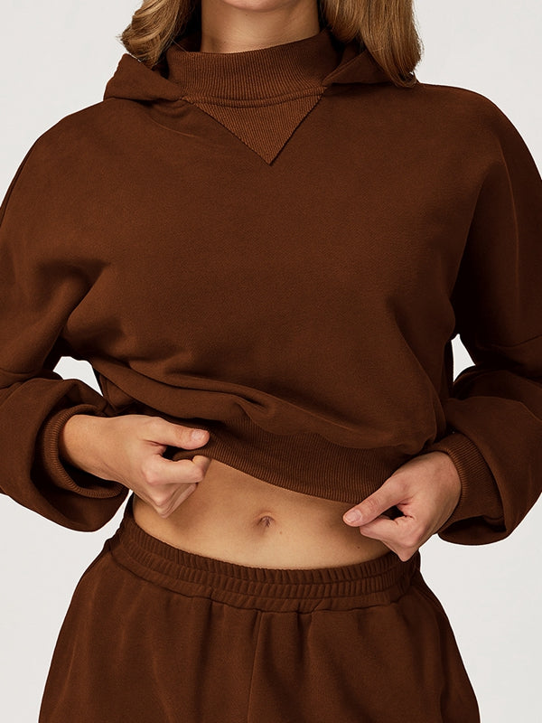 ZASUWA Female Cropped With Hat Casual Hoodie