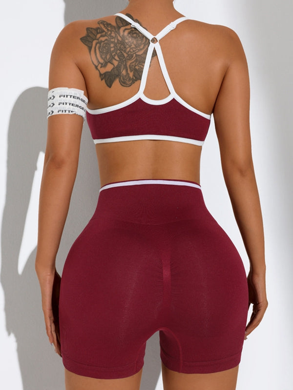 ZASUWA Female Contrast Color Stripe Short Tracksuit