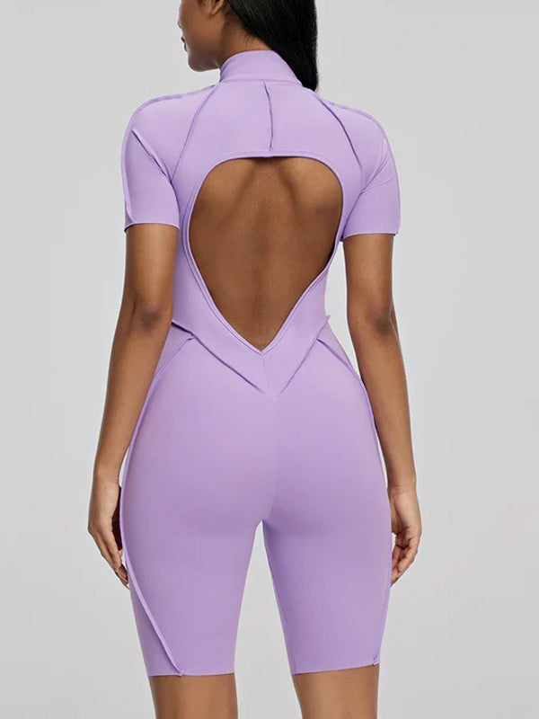 ZASUWA Female Sexy Backless Zipper Scrunch Bum Romper