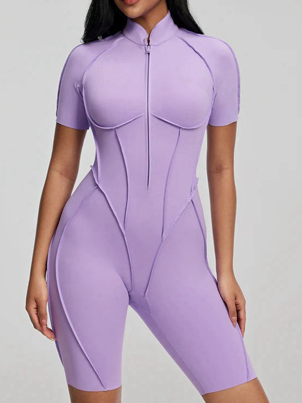 ZASUWA Female Sexy Backless Zipper Scrunch Bum Romper