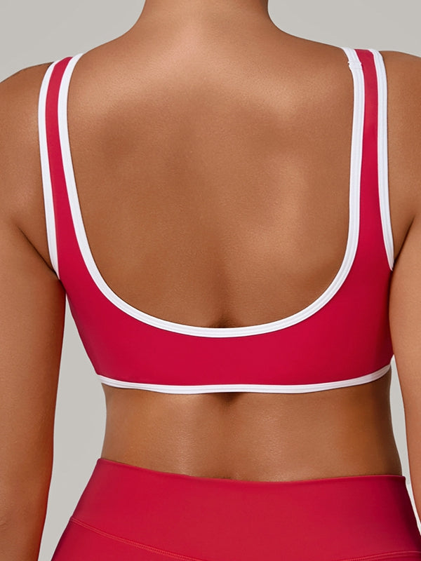 ZASUWA Female Contrast Color Stripe Backless Sports Bras
