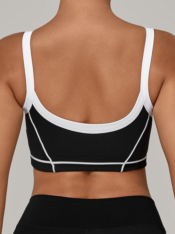 ZASUWA Female Contrast Color Stripe Backless Sports Bras