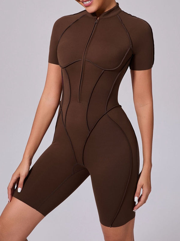 ZASUWA Female Sexy Backless Zipper Scrunch Bum Romper