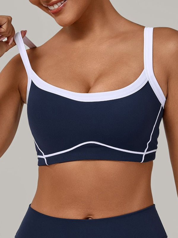ZASUWA Female Contrast Color Stripe Backless Sports Bras