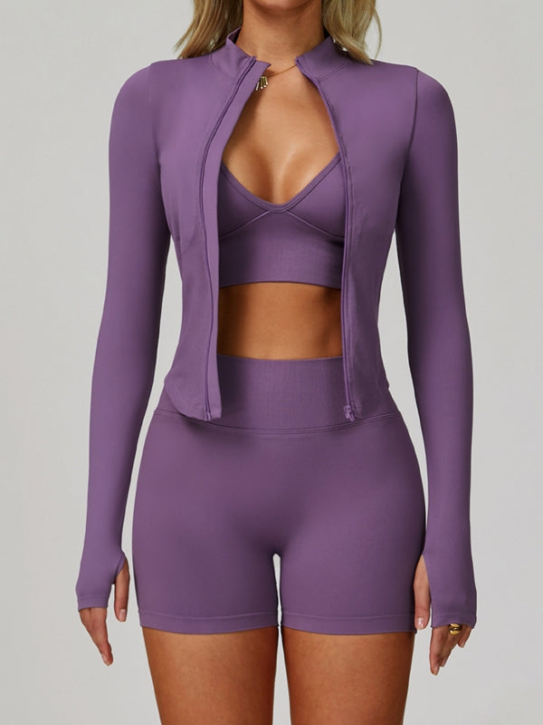 ZASUWA Female Deep V Back Seamless High-rise Leggings