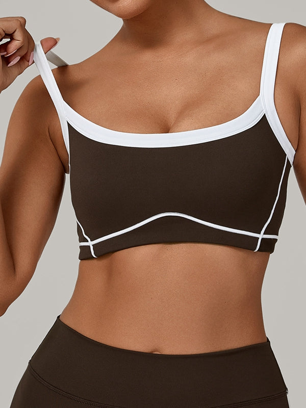 ZASUWA Female Contrast Color Stripe Backless Sports Bras