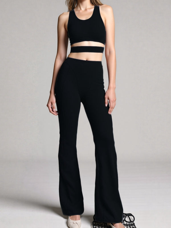 ZASUWA Female Sexy Hollow Out Push-up Flare Tracksuit