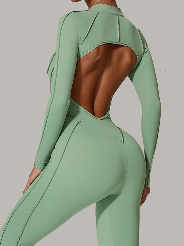ZASUWA Female Sexy Backless Zipper Scrunch Bum Jumpsuit