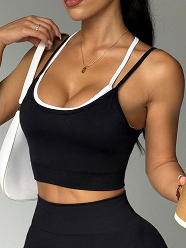 ZASUWA Female Contrast Color Cross Back Tank