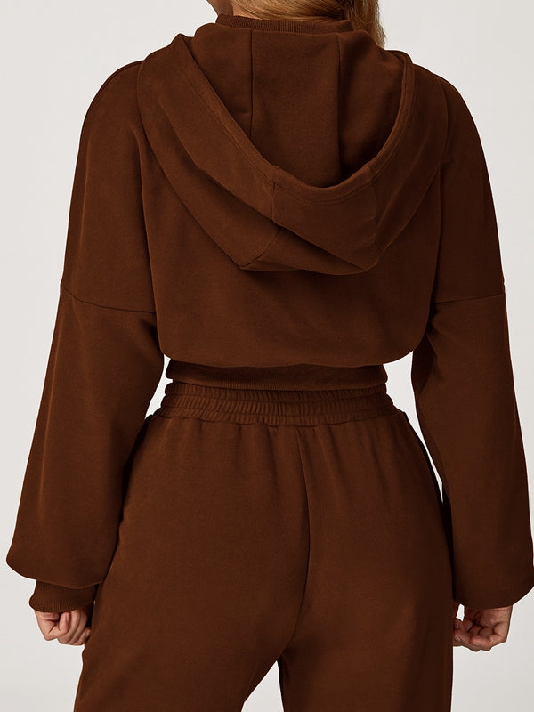 ZASUWA Female Cropped With Hat Casual Hoodie