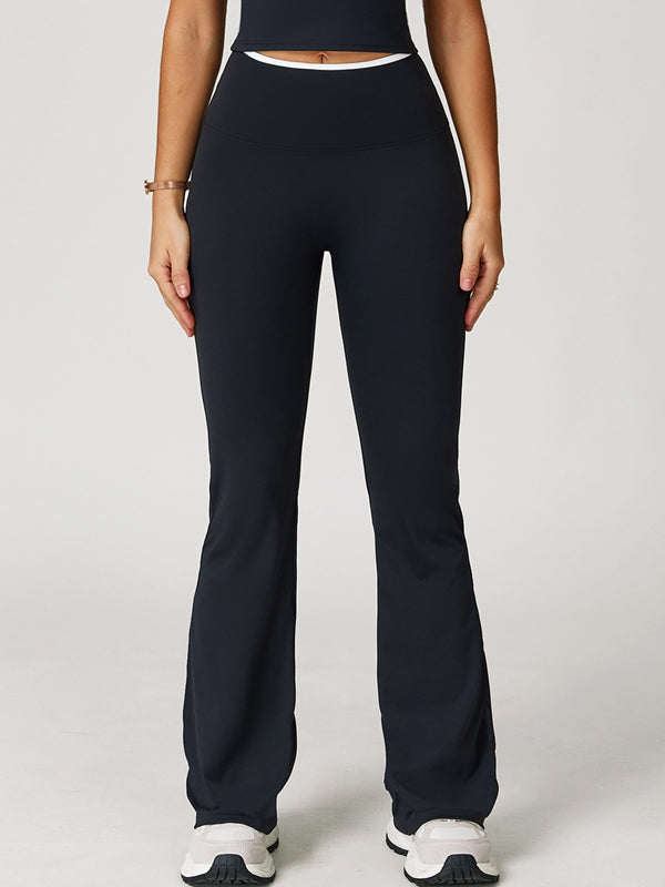 ZASUWA Female Contrast Color Stripe High-rise Flare Leggings