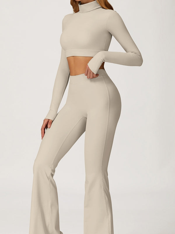 ZASUWA Female Backless Stand Collar Flare Tracksuit