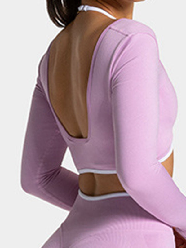 ZASUWA Female Contrast Color Backless Long Sleeves