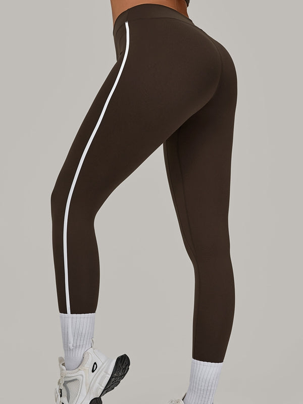 ZASUWA Female Contrast Color Stripe High-rise Leggings