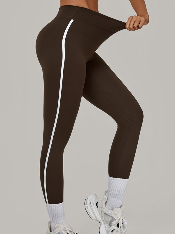 ZASUWA Female Contrast Color Stripe High-rise Leggings