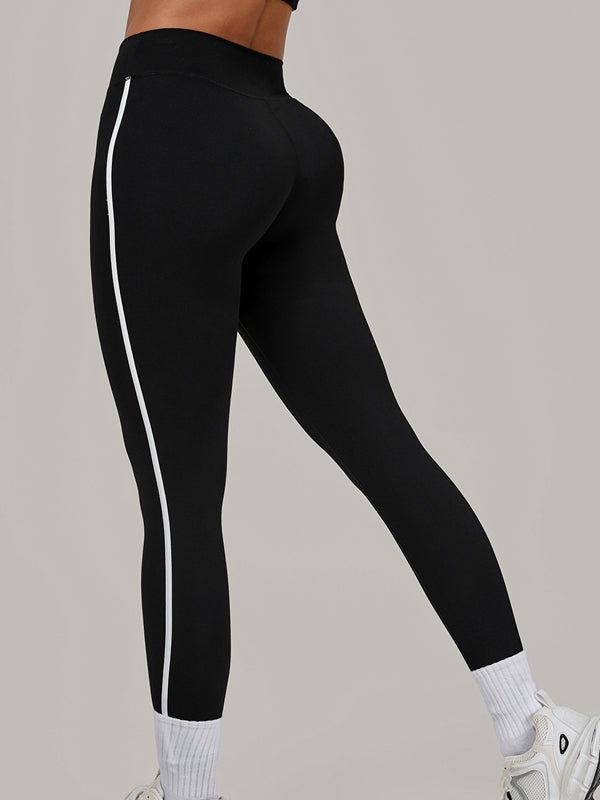 ZASUWA Female Contrast Color Stripe High-rise Leggings
