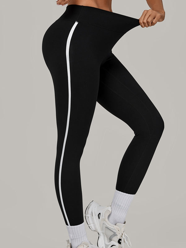ZASUWA Female Contrast Color Stripe High-rise Leggings