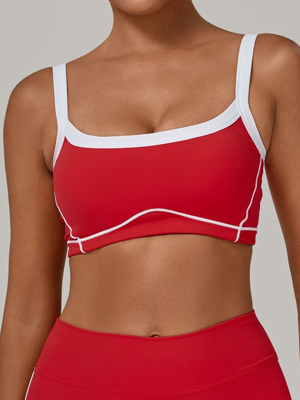 ZASUWA Female Contrast Color Stripe Backless Sports Bras