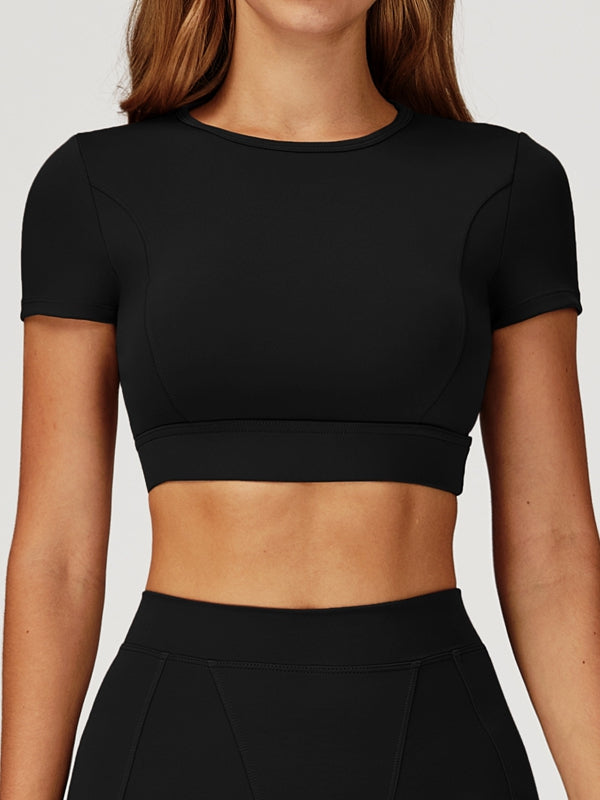 ZASUWA Female Round Collar Cropped Short Sleeves