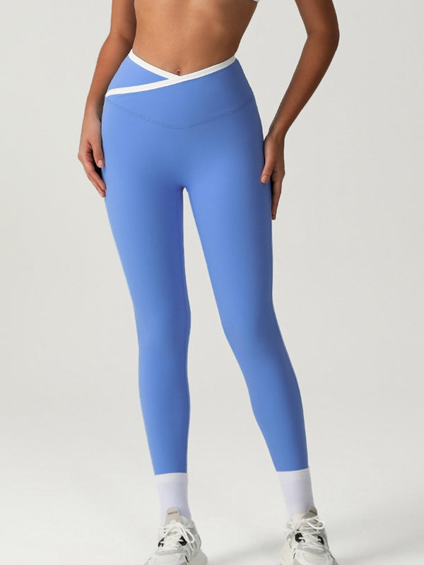 ZASUWA Female Sexy Contrast Color Stripe V-shape Waist Leggings